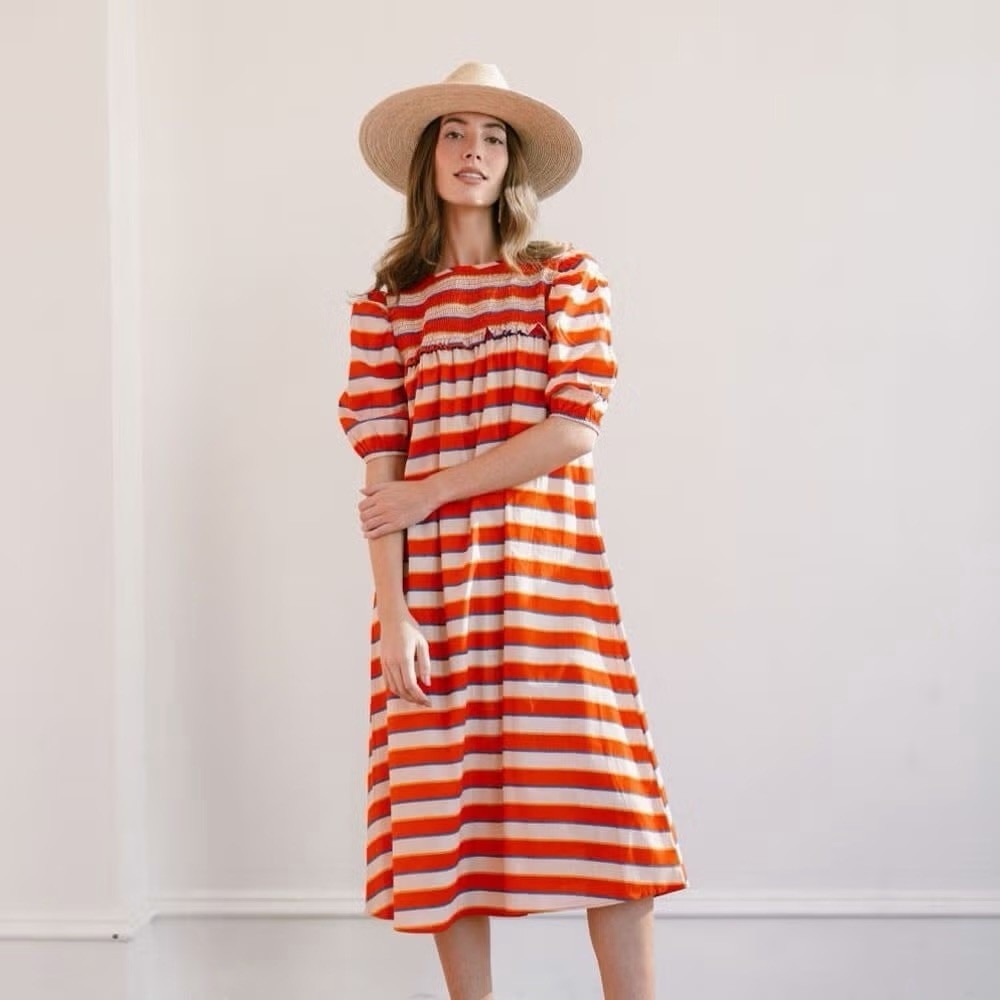 NWT Sunshine Tienda Womens XL Hidalgo Striped Nomad Dress Midi Resort Beach